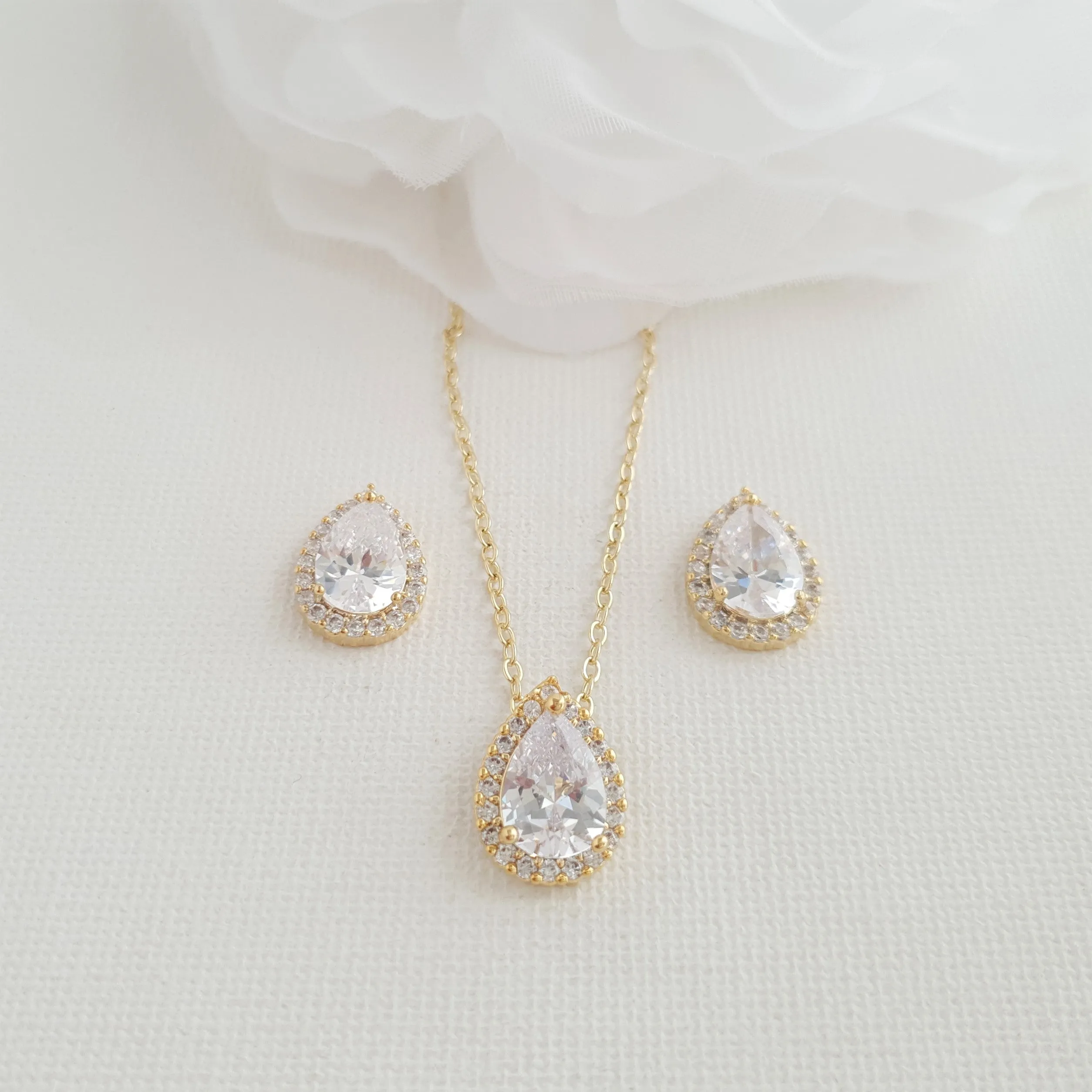 Bridesmaids Stud Earrings and Necklace Set-Emma