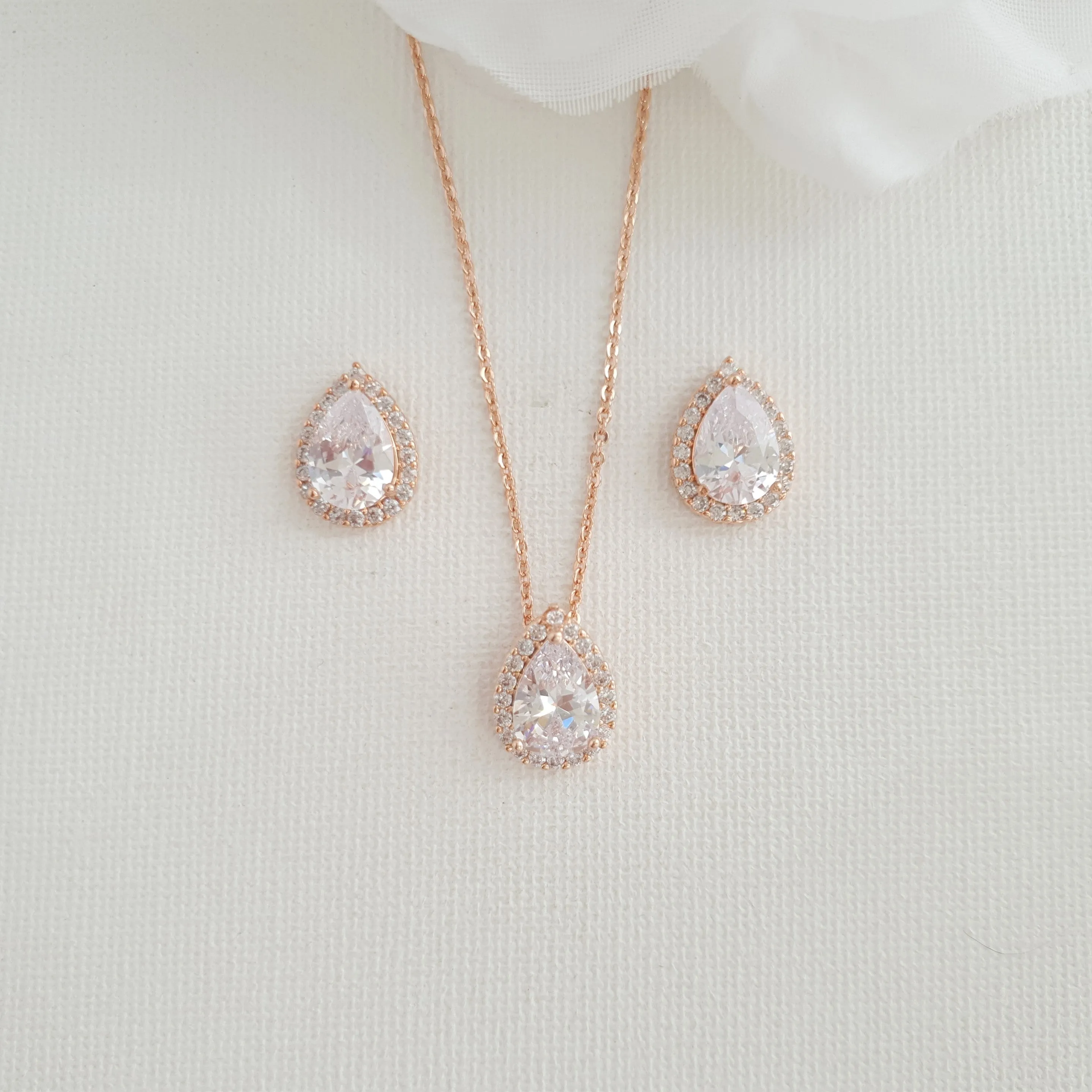 Bridesmaids Stud Earrings and Necklace Set-Emma