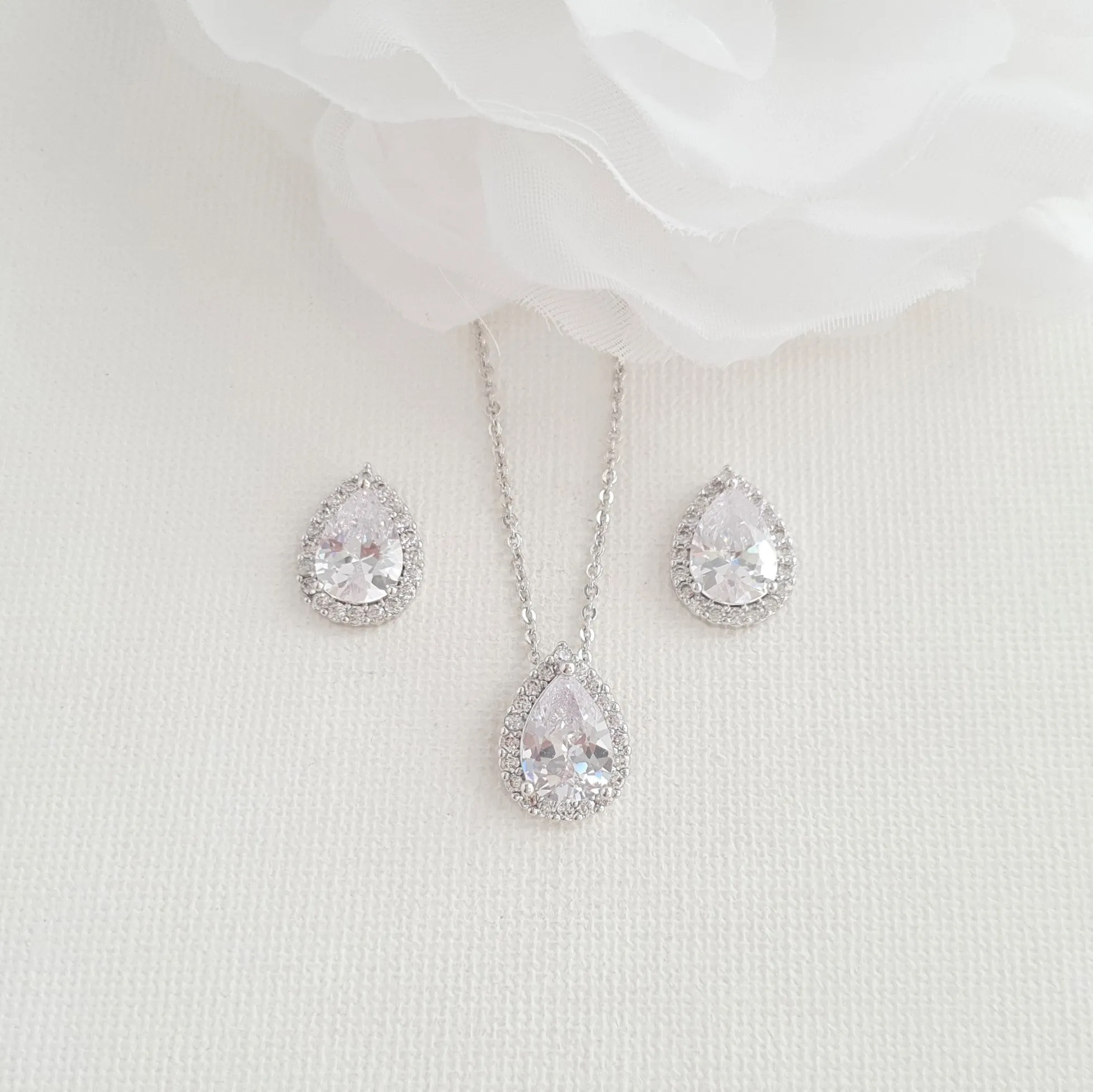 Bridesmaids Stud Earrings and Necklace Set-Emma