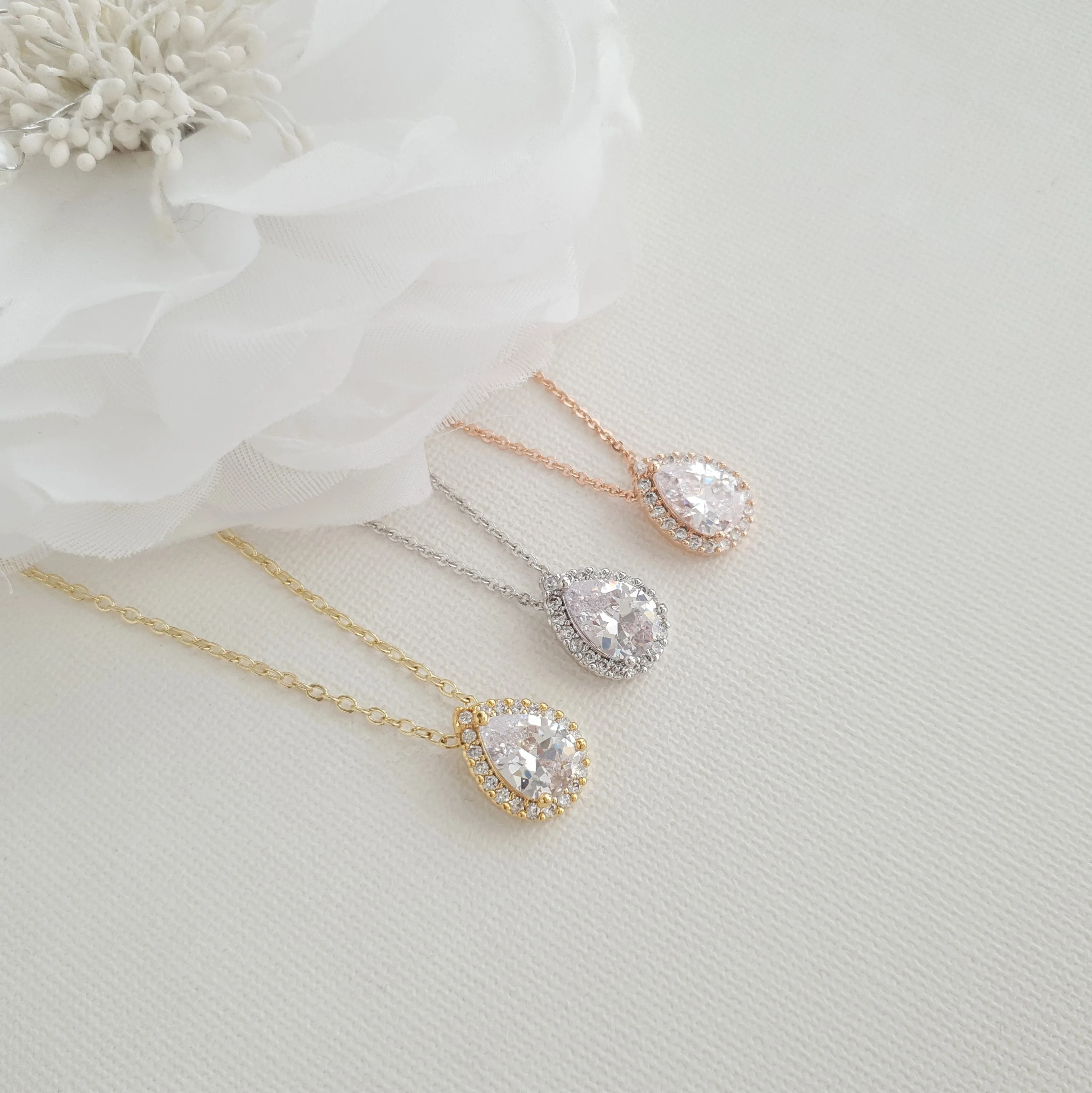 Bridesmaids Stud Earrings and Necklace Set-Emma