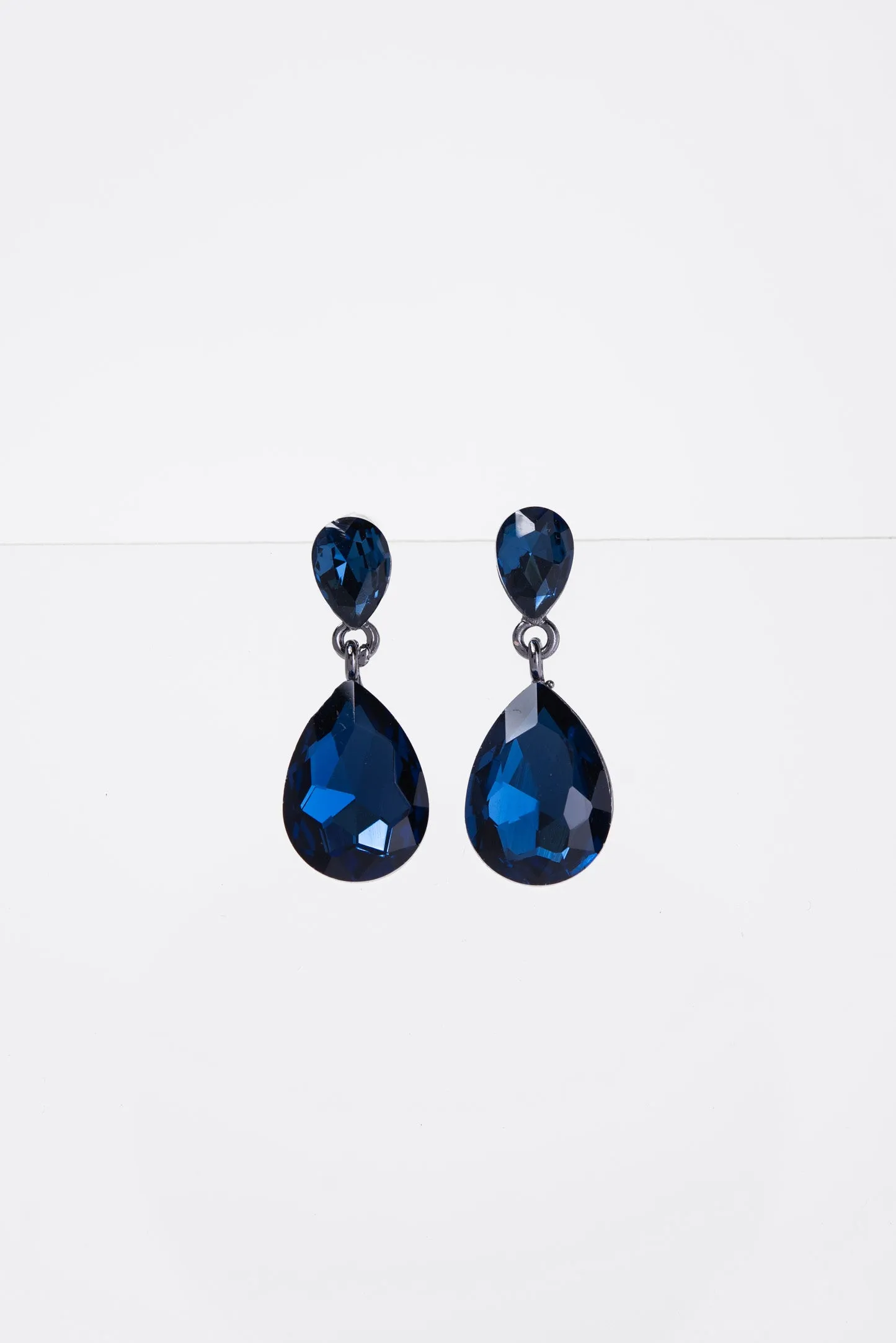 Brittany 2 Tier Drop Crystal Post Earrings