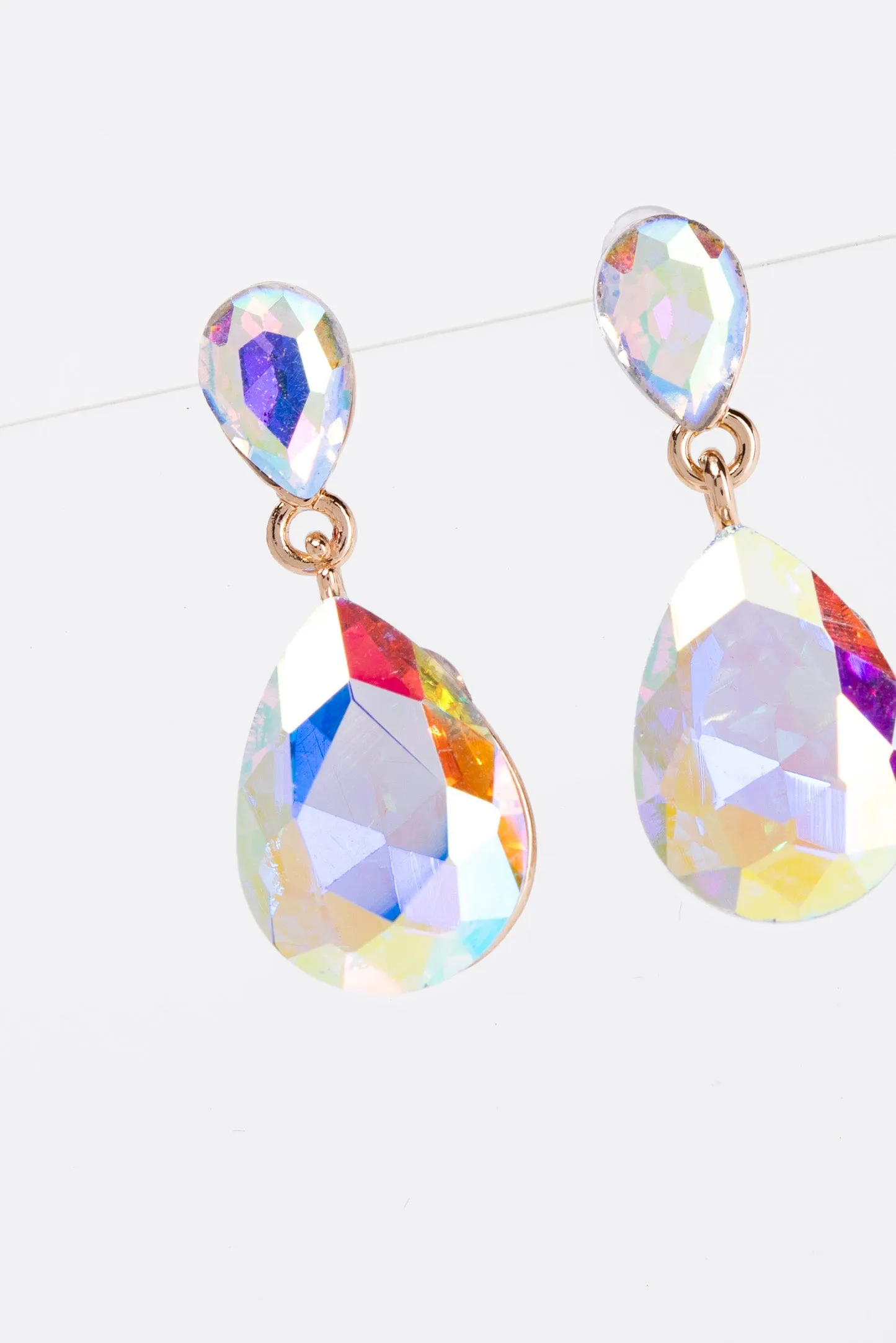 Brittany 2 Tier Drop Crystal Post Earrings