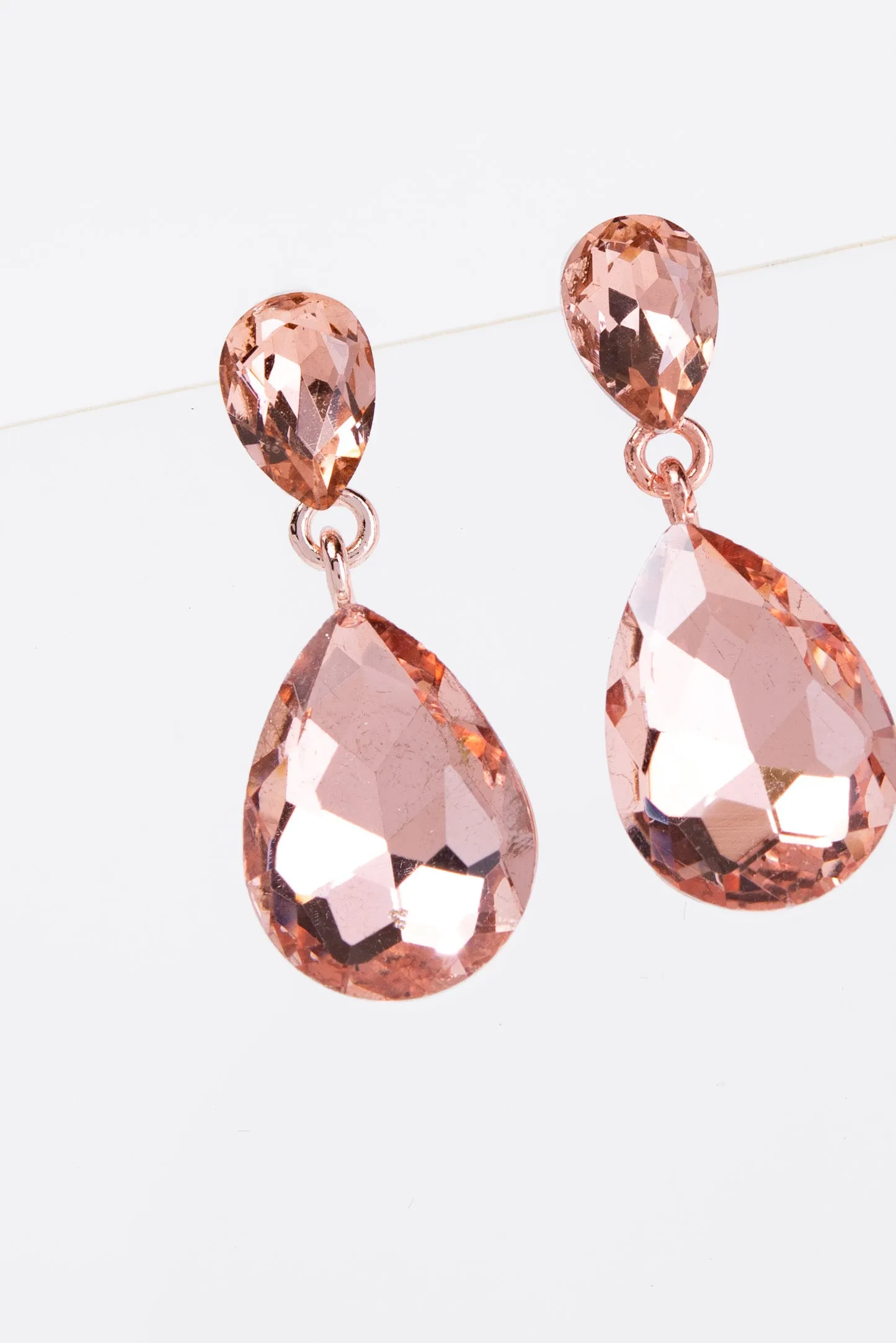 Brittany 2 Tier Drop Crystal Post Earrings