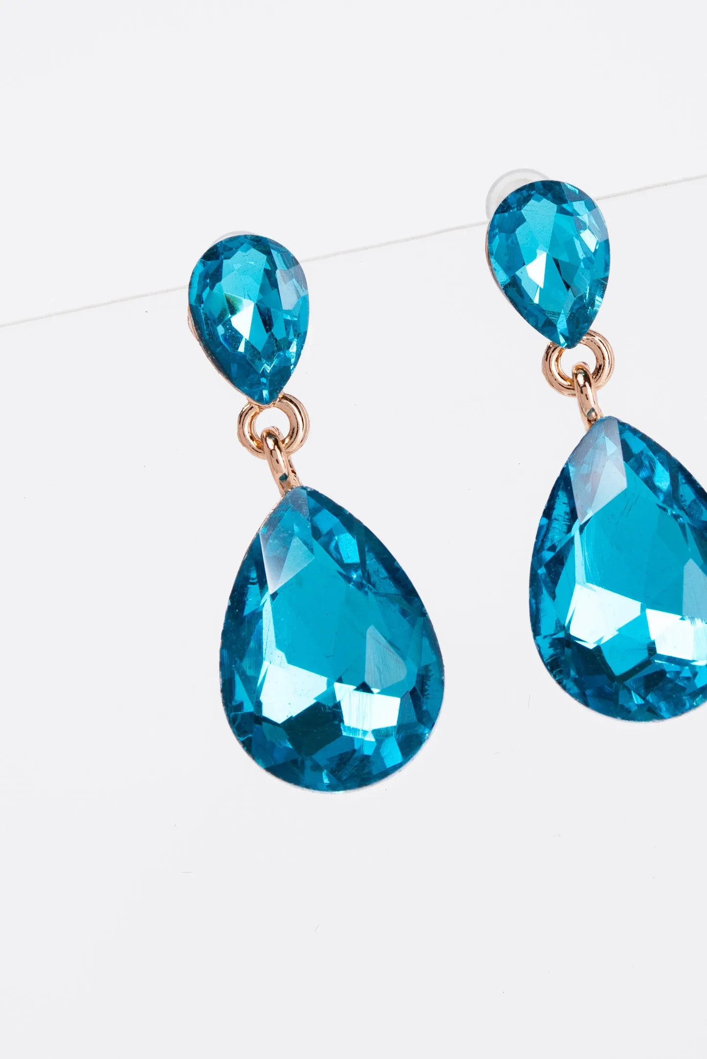 Brittany 2 Tier Drop Crystal Post Earrings