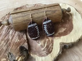 Brown Glitter Football Earrings