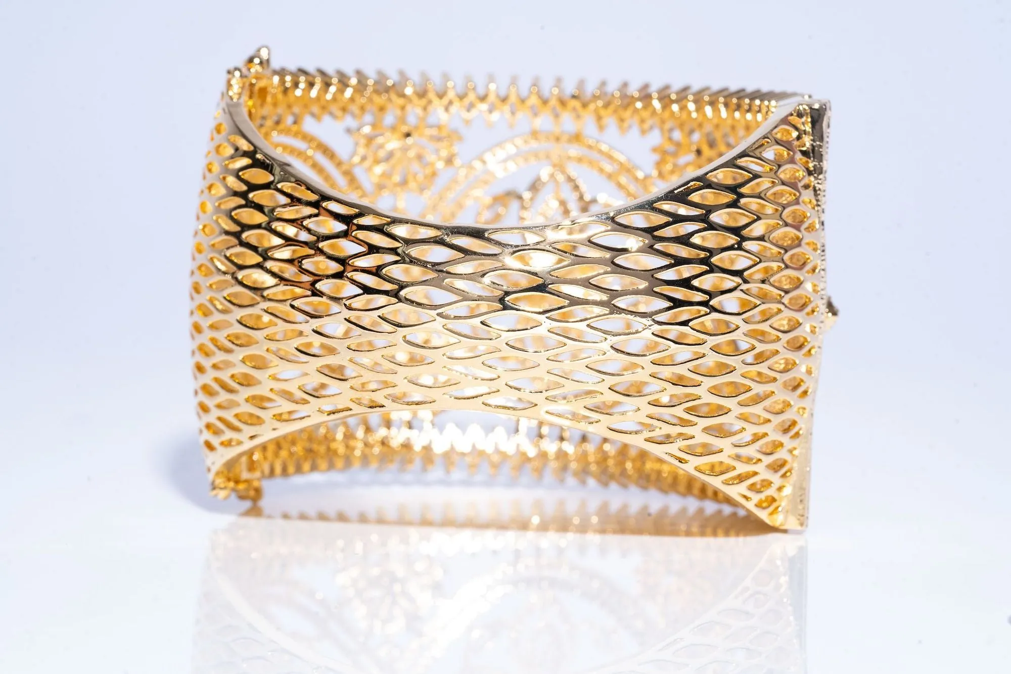 Caprice Statement Cuff Bracelet Yellow Gold By Jaipur Rose Designer Indian Jewelry