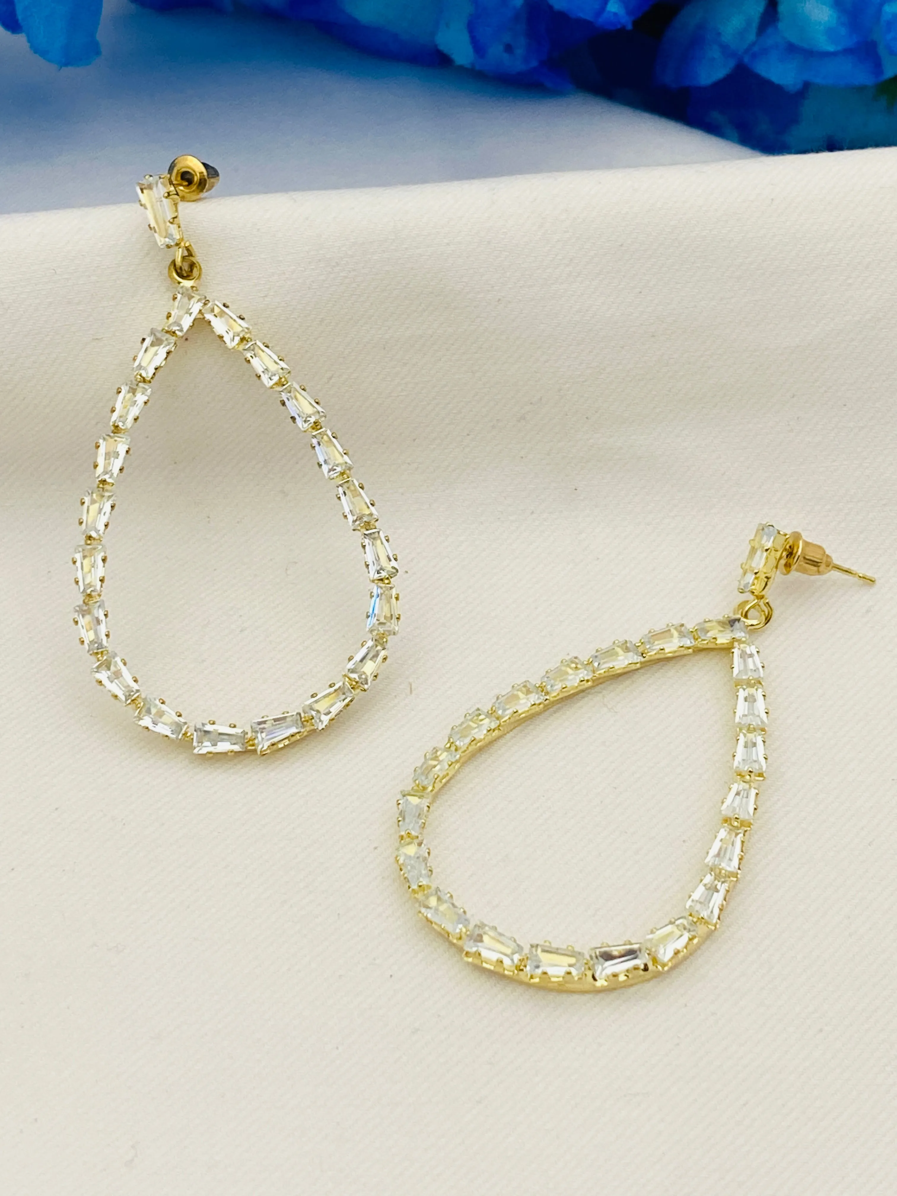 Charming Traditional Gold Plated Party Designer Stone Drop Earrings