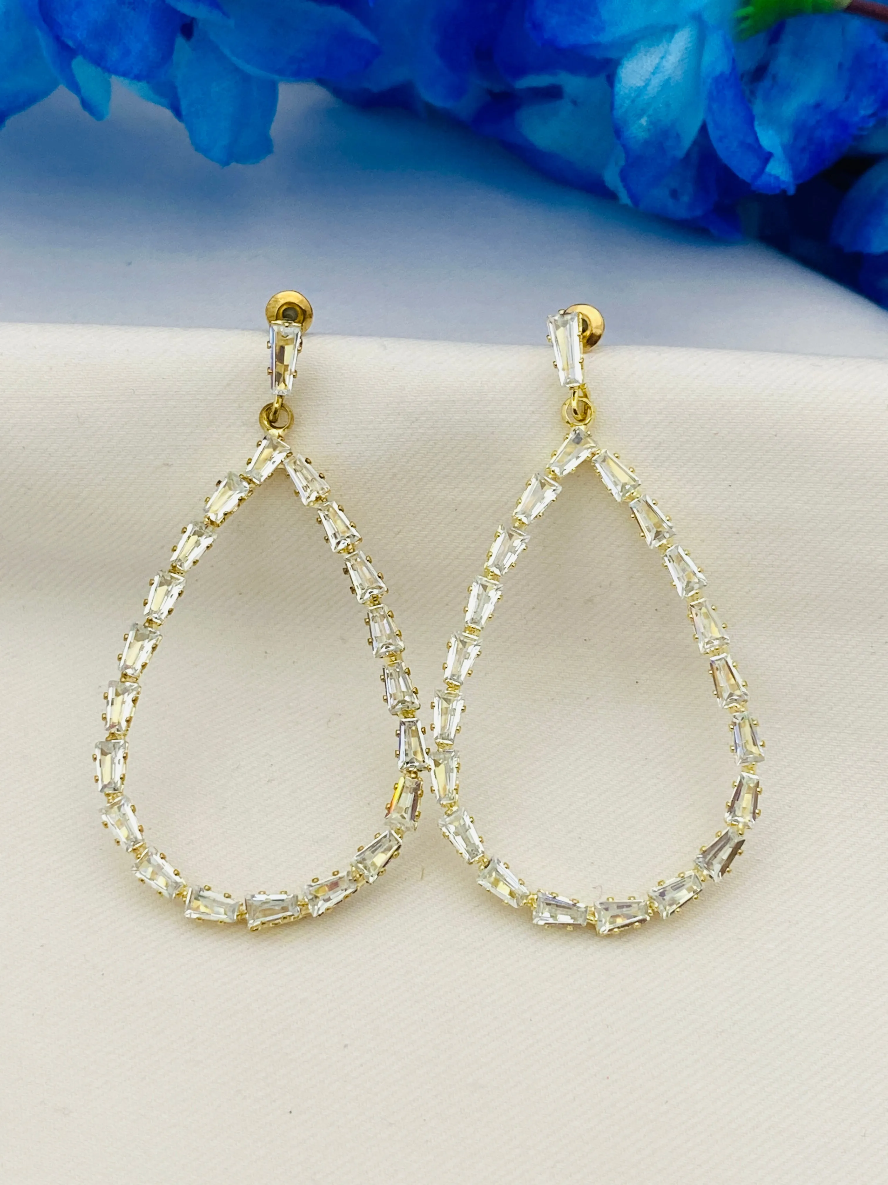 Charming Traditional Gold Plated Party Designer Stone Drop Earrings