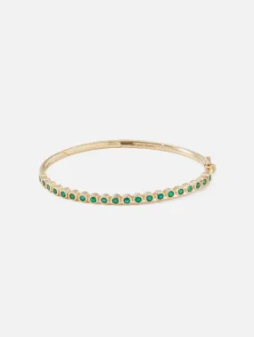 Classic Bezel Set Emerald Bangle