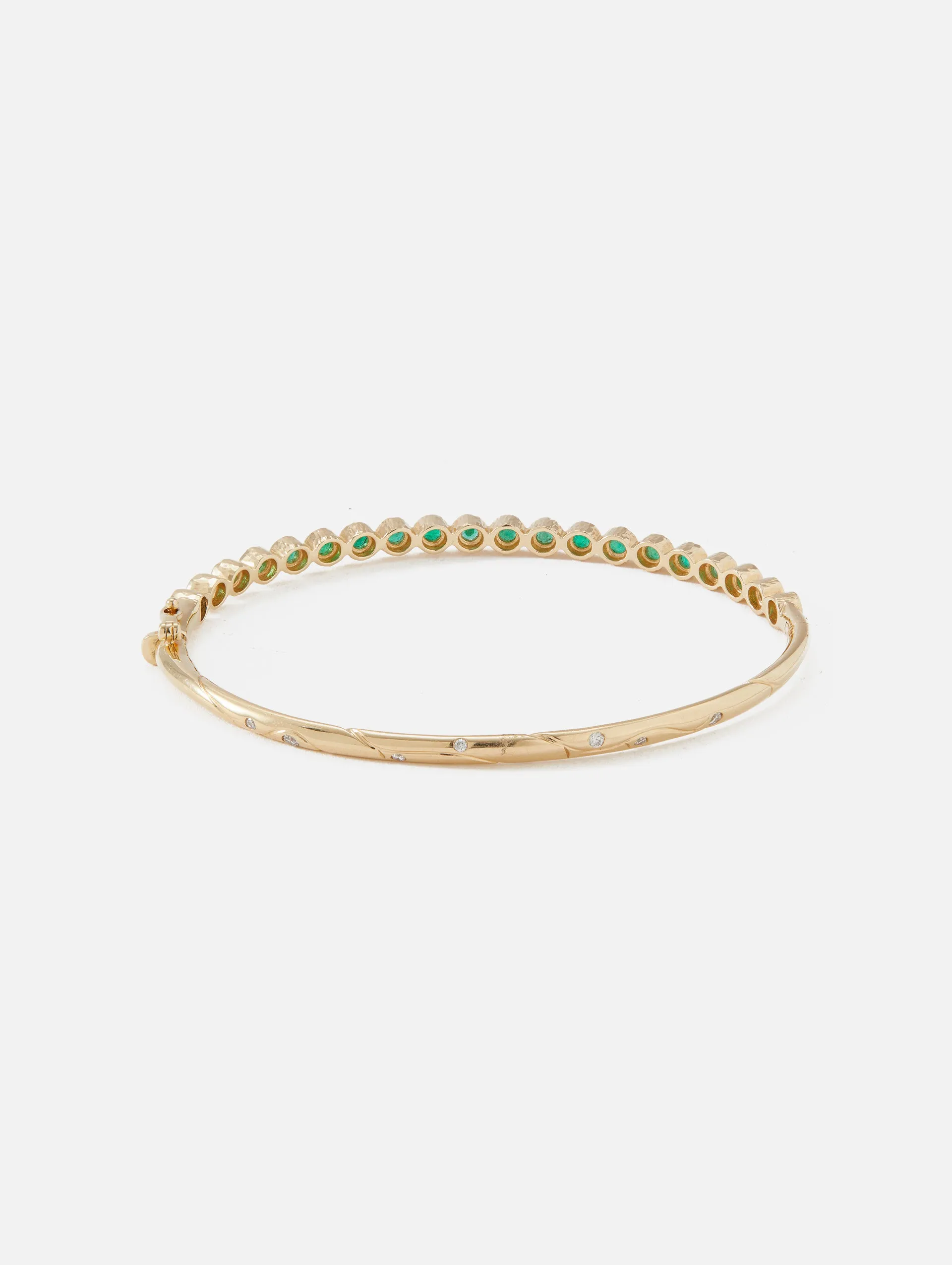 Classic Bezel Set Emerald Bangle