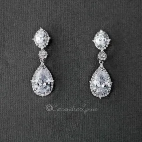 Clip-On Oval and Water Drop CZ Earrings