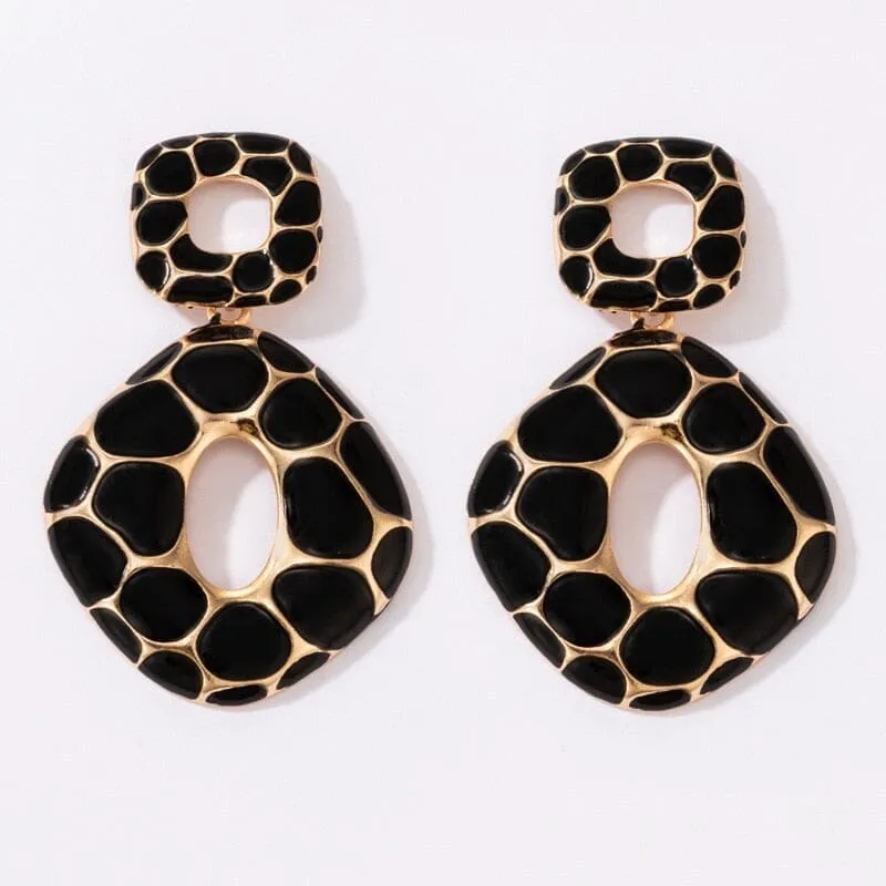 Cool Stuff Personality Square Leopard Print Earrings