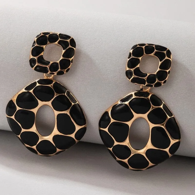 Cool Stuff Personality Square Leopard Print Earrings