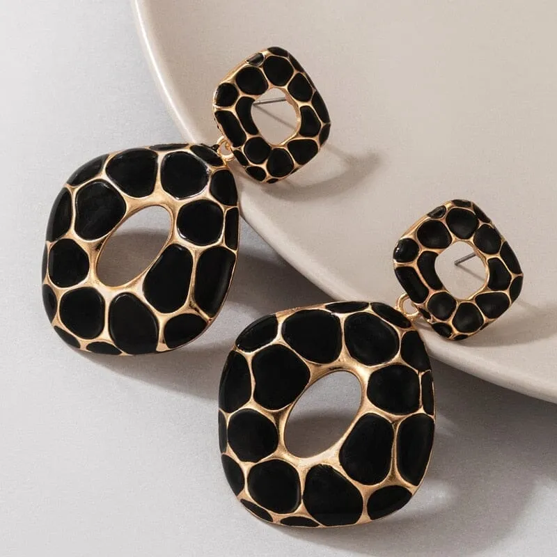 Cool Stuff Personality Square Leopard Print Earrings