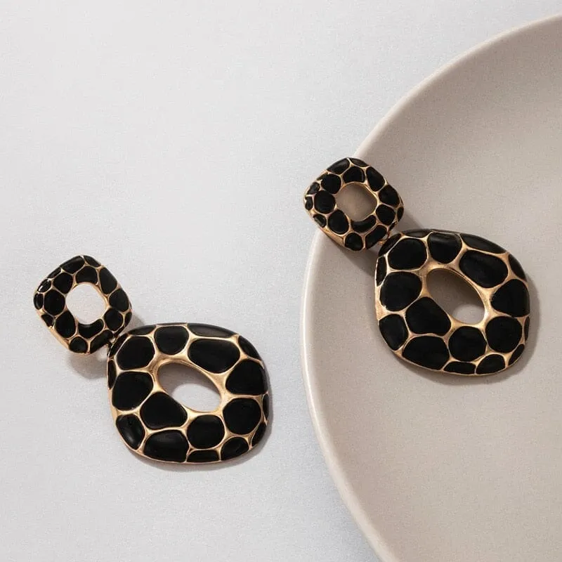 Cool Stuff Personality Square Leopard Print Earrings