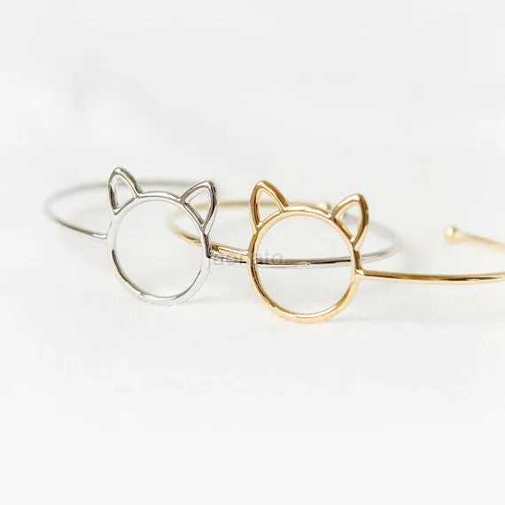 Cute Cat Bangle / Cat bracelet