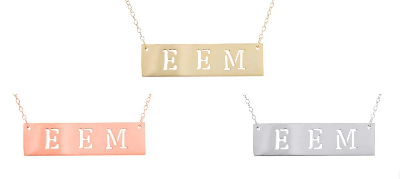 Cutout Name Bar Necklace