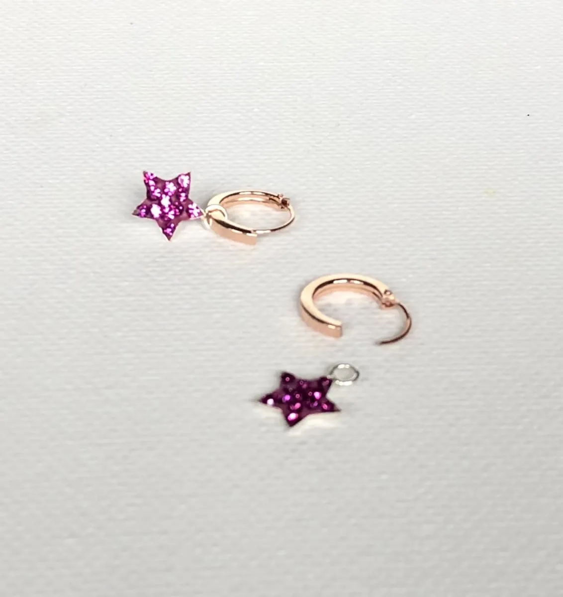 CZ Star Necklace, Constellation Jewelry, Cartilage Hoops, Rose Gold Star Charm, Small Hoop Earrings, Tiny Crystal Charms, G8