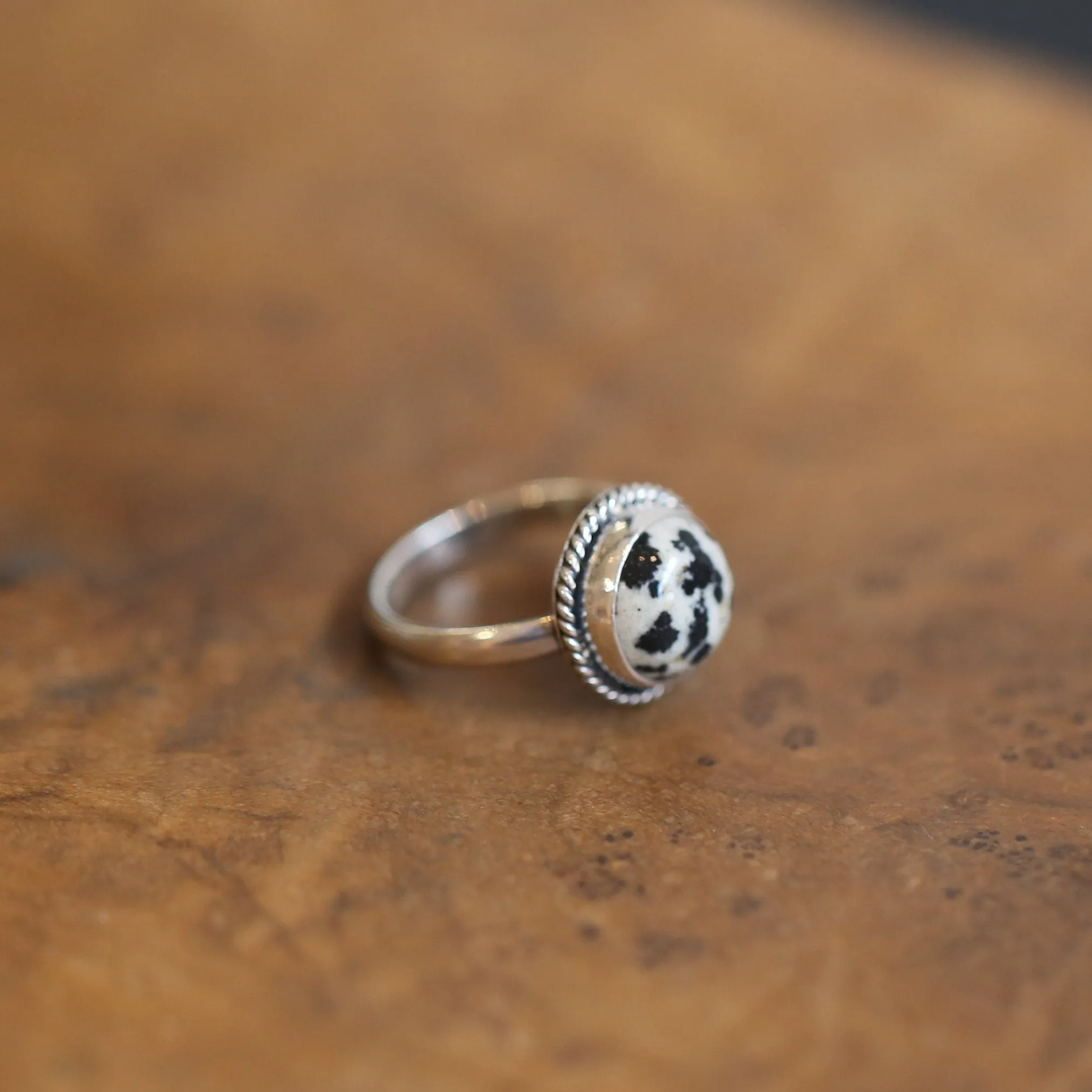 Dalmatian Jasper Ring - Western Jasper Ring - .925 Sterling Silver - Silversmith