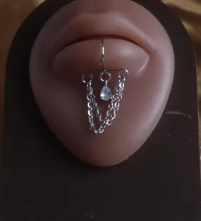 Dangle Fake Non piercing Chain Lip Piercing ring