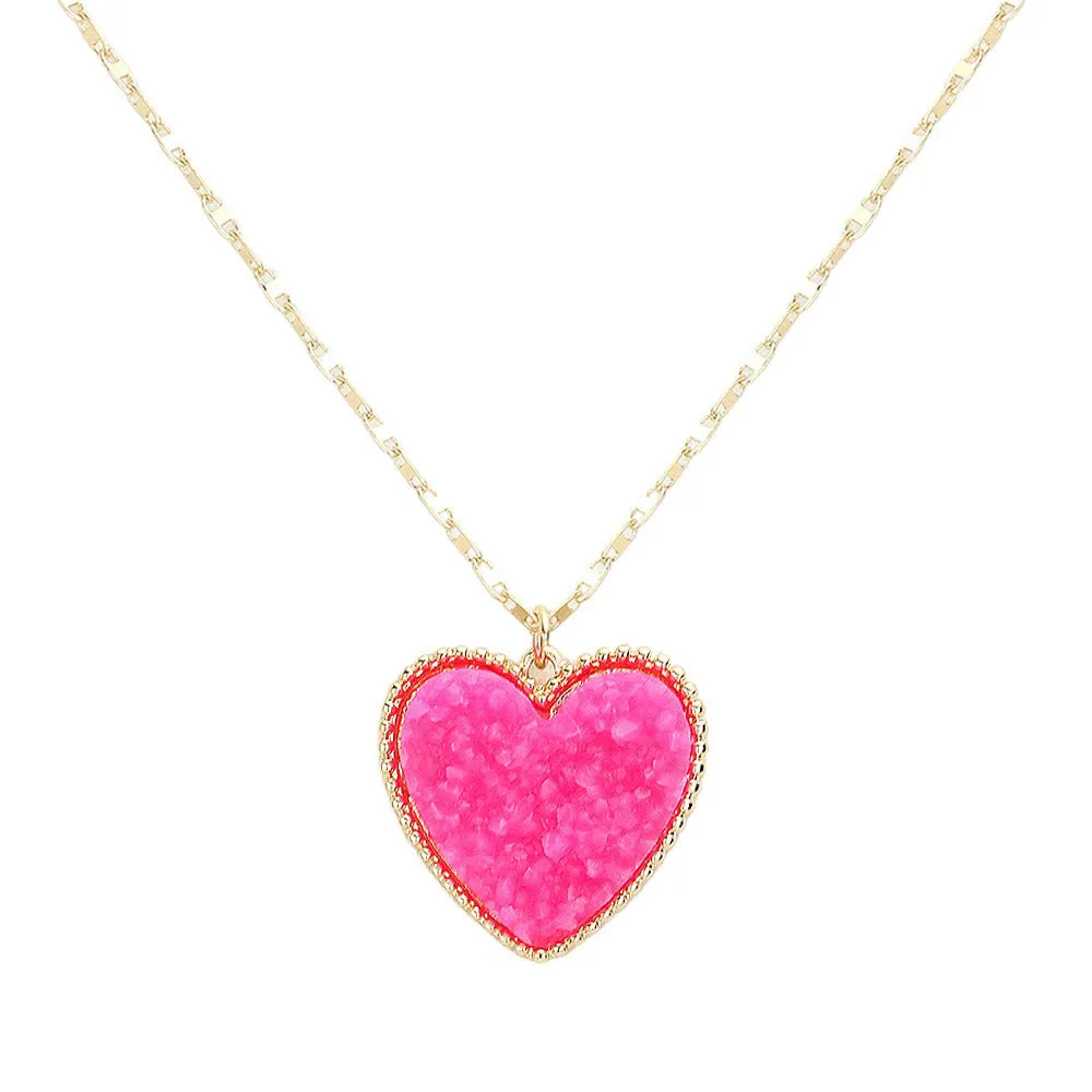 Druzy Heart Pendant Necklace