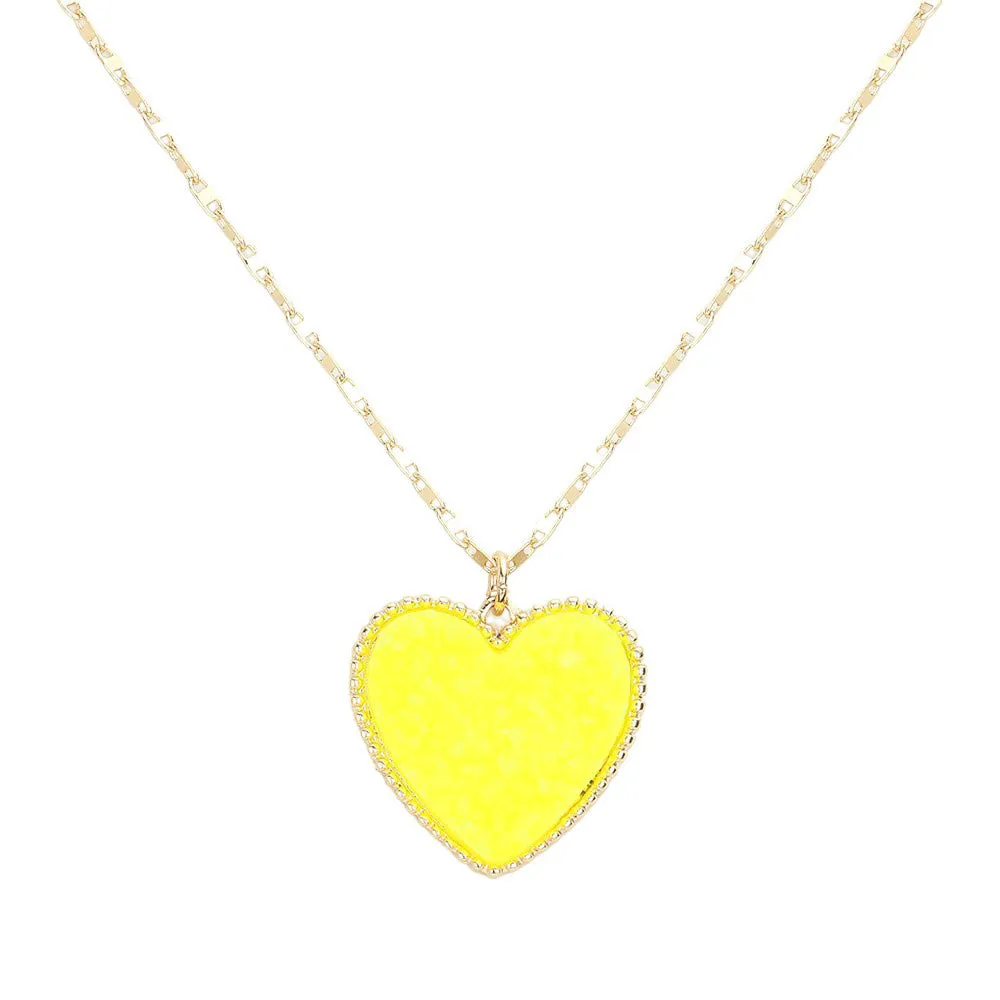 Druzy Heart Pendant Necklace