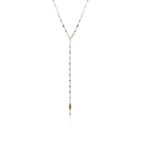 EXCLUSIVELY BY NINA 14K YELLOW GOLD BLUE DIAMOND Y NECKLACE