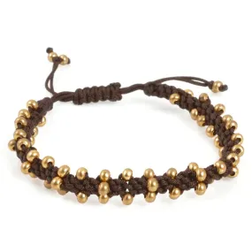 Finished Jewelry-Hand Braided Bracelet-Gold Drop-Chocolate Brown-Adjustable