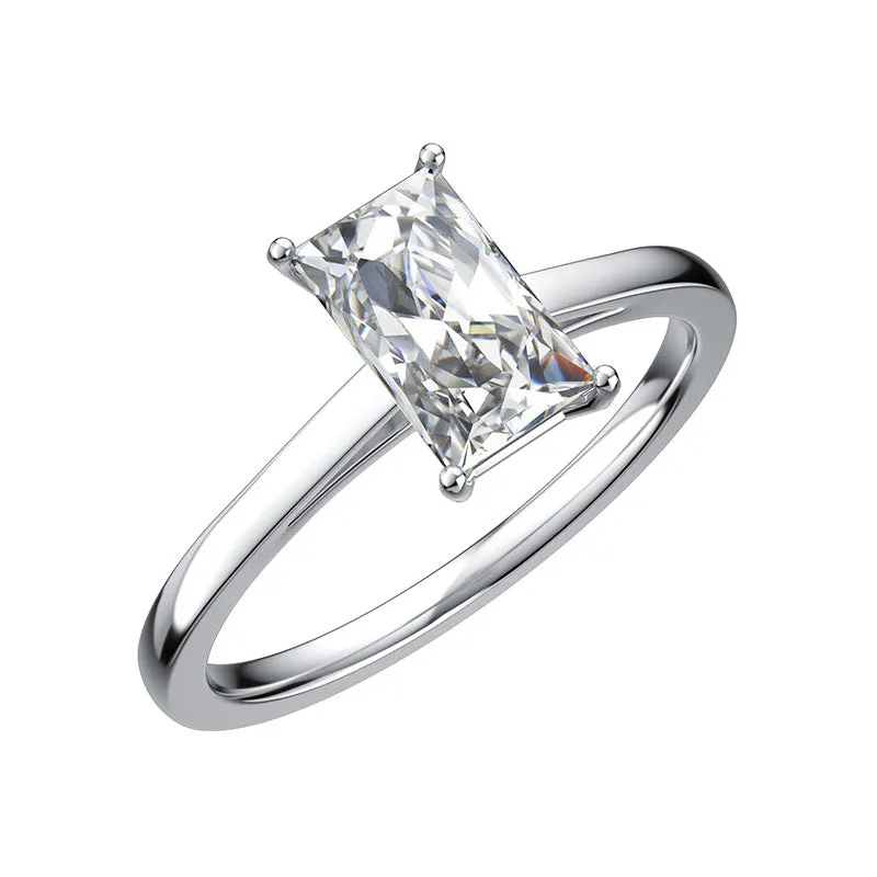 Four-Prong Moissanite Diamond 925 Silver Square Ring (GRA Certificate   Free FedEx Shipping)