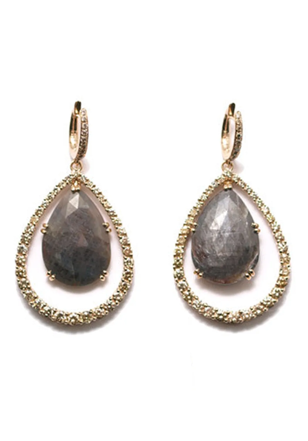 Garavelli 18KRG Brown Diamond & Grey Sapphire Dangle Earrings