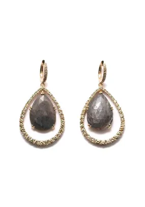 Garavelli 18KRG Brown Diamond & Grey Sapphire Dangle Earrings