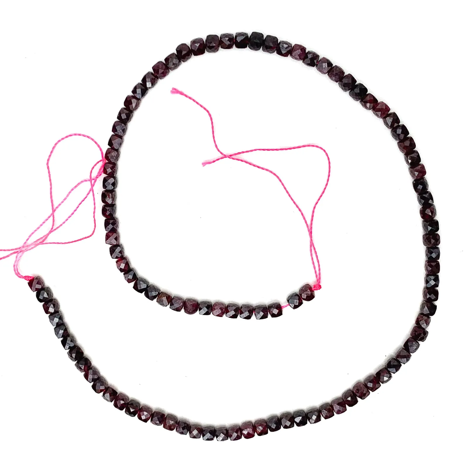 Garnet 4mm Faceted Cubes Bead Strand