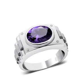 Gem Ring for Men 0.08ct Natural Diamonds Male Jewelry Gift