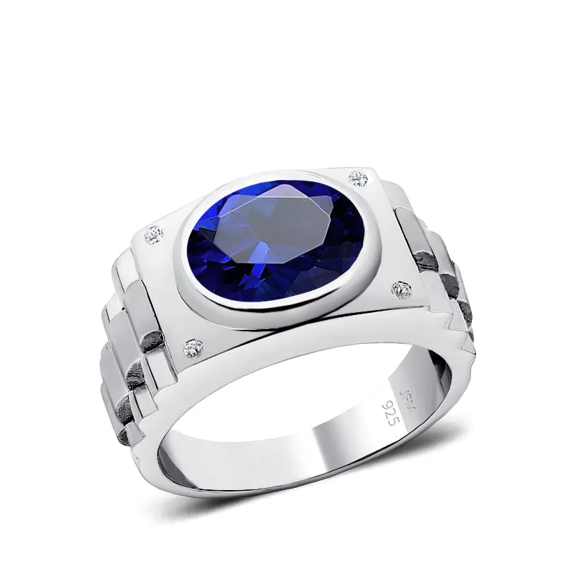 Gem Ring for Men 0.08ct Natural Diamonds Male Jewelry Gift