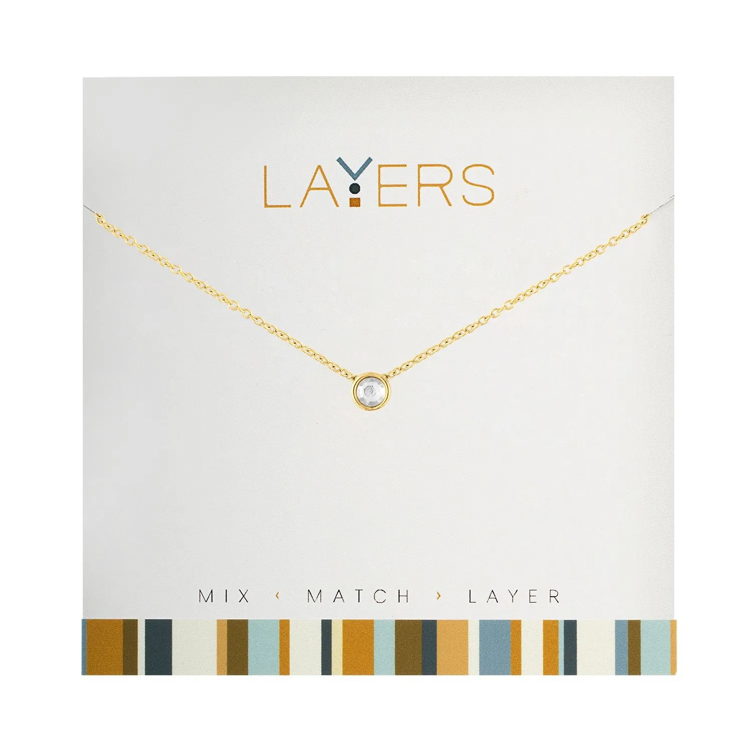 Glimmering Solitude: Gold Single Crystal Adjustable Layers Necklace - Clasp-Free, Drawstring Adjuster, 13" to 34"