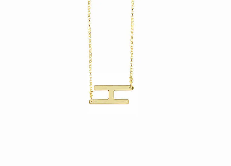 Gold Sideways Initial Necklace