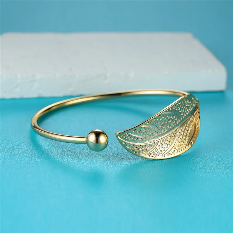 Gorgeous Copper Leaf Bangle Bracelet - Perfect Hand Jewelry Accessory