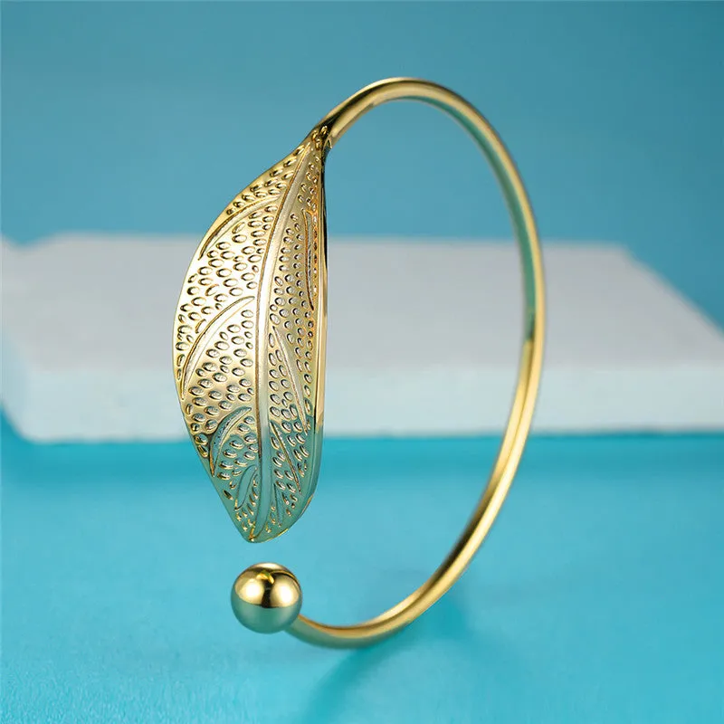 Gorgeous Copper Leaf Bangle Bracelet - Perfect Hand Jewelry Accessory