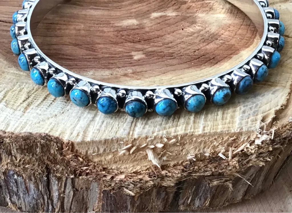 Handmade Turquoise & Sterling Bangle Bracelet