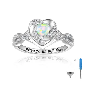 Heart Cremation Ring for Ashes 925 Sterling Silver Urn Keepake Rings Memorial Jewelry for Women