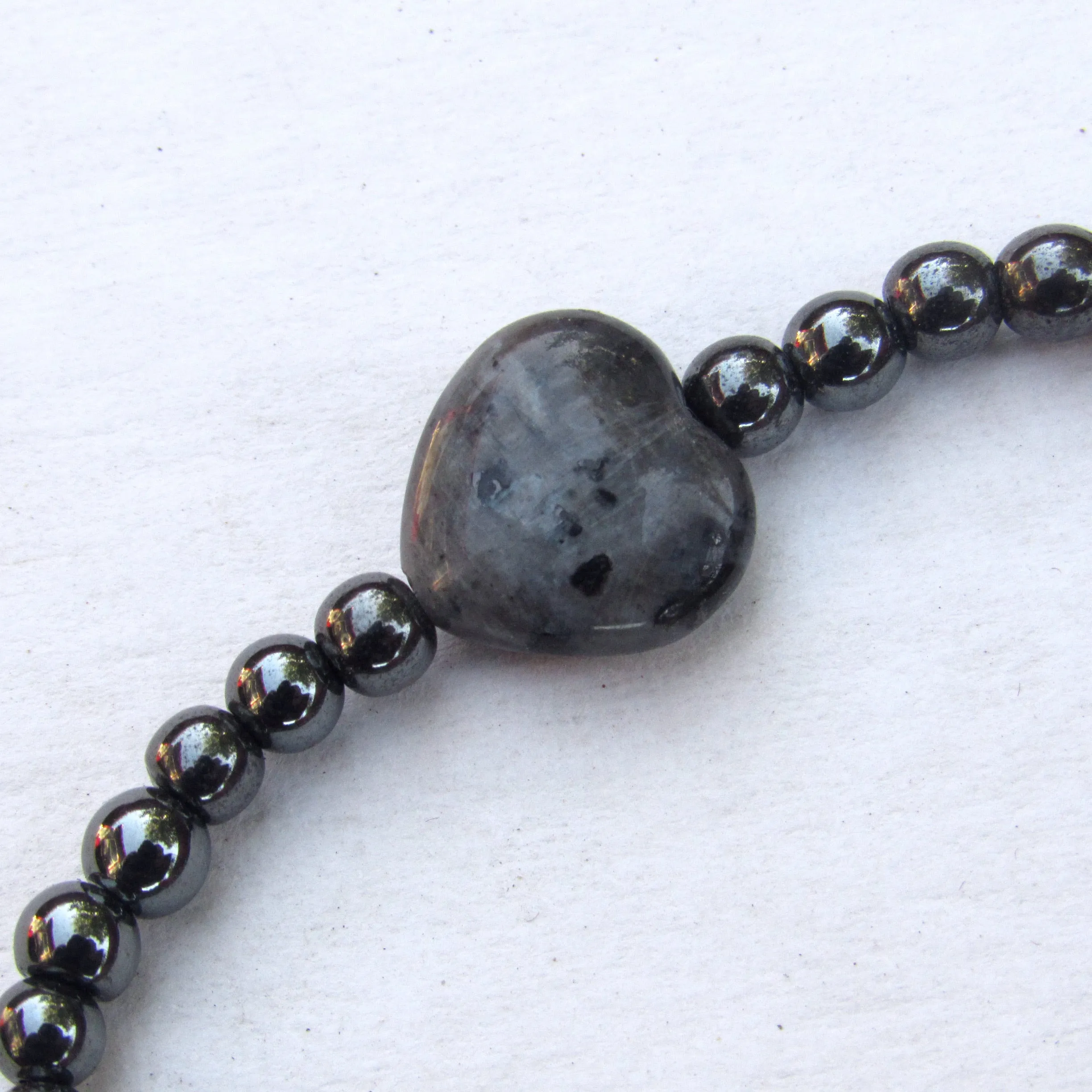 Hematite and Labradorite “Courage” Stretch Bracelet