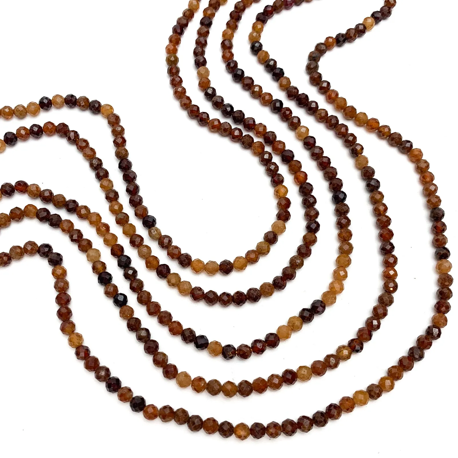 Hessonite Garnet 3.5mm Faceted Rounds Bead Strand