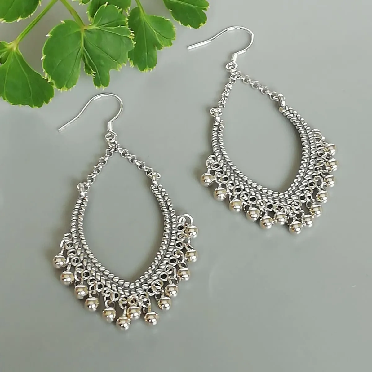 Indian ear danglers | Sterling silver long earrings  | Ethnic danglers | Bridal jewelry | Pretty earrings | E1111