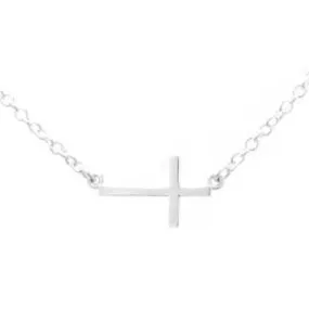 Ladies Silver Sideways Cross