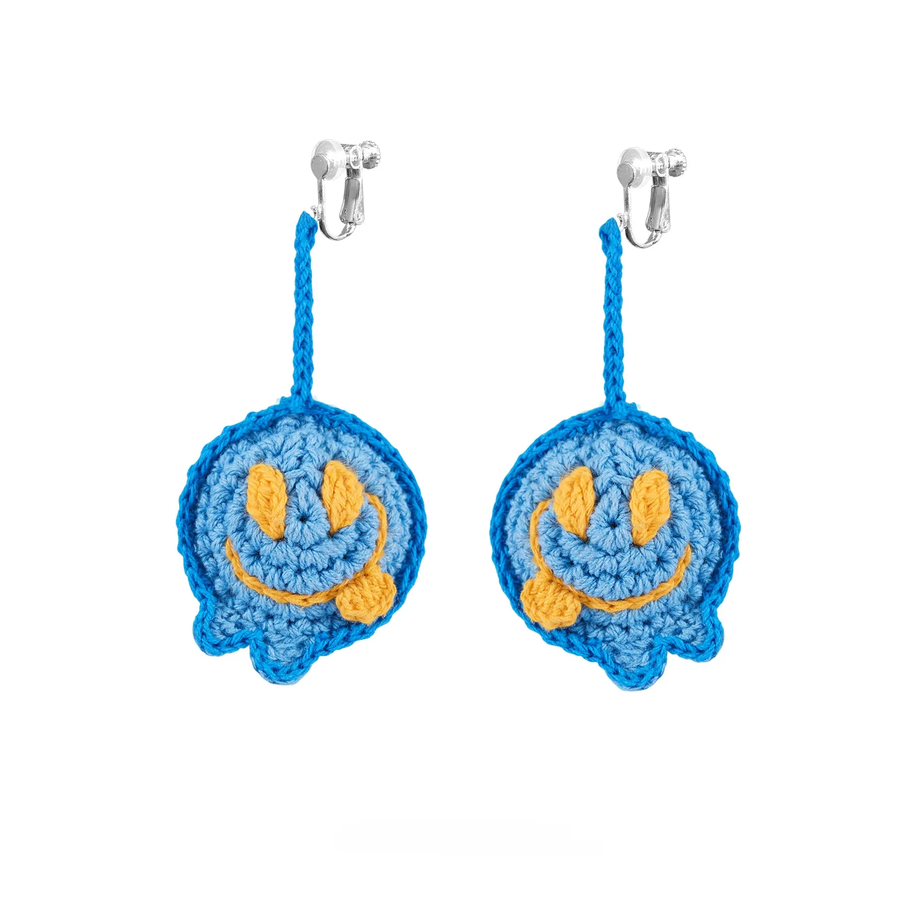 LB Hand Crochet Funny Smiling Face Earrings Long Ear Clip LOJL100