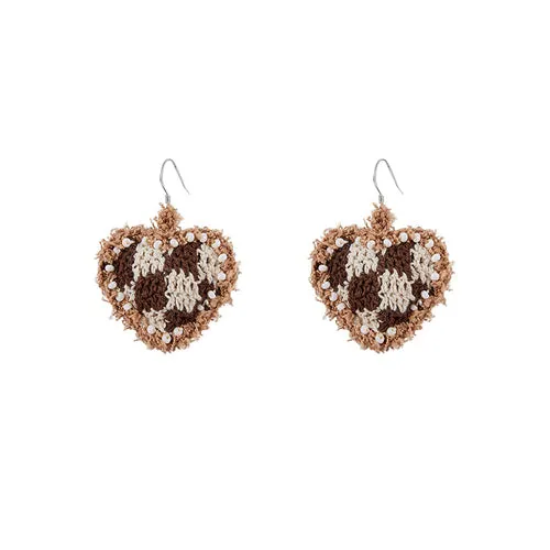 LB Hand Crochet Heart Earrings Love Ear Clip LOJL83