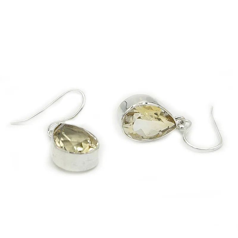 Lemon Quartz Teardrop Gemstone Earrings