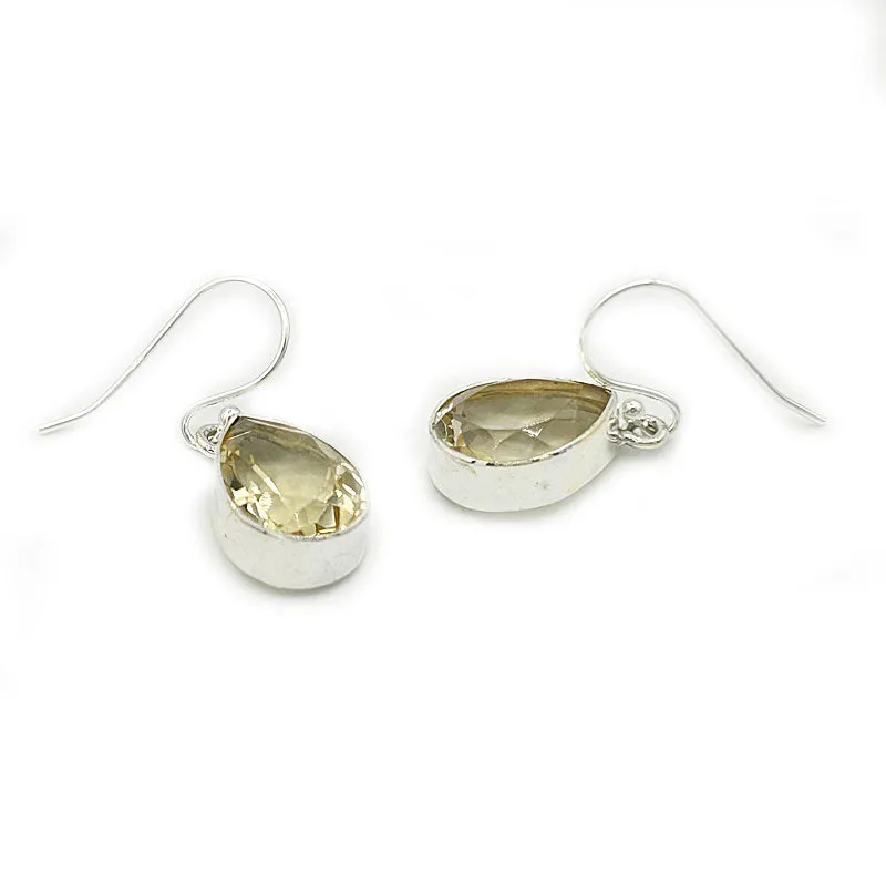 Lemon Quartz Teardrop Gemstone Earrings