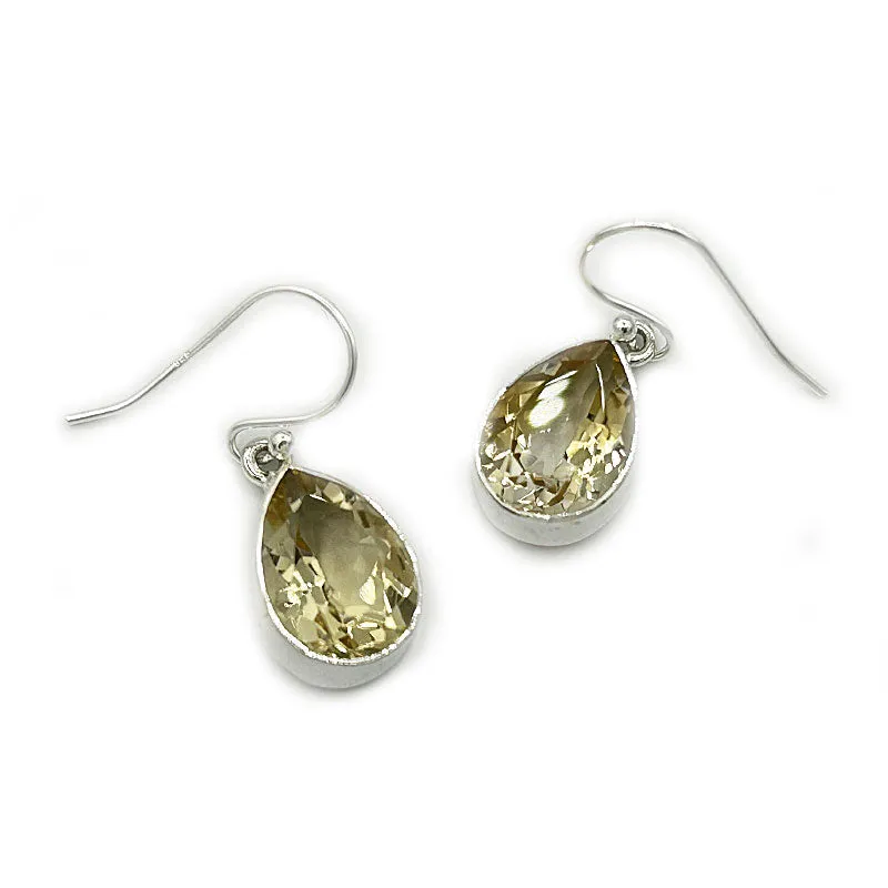 Lemon Quartz Teardrop Gemstone Earrings