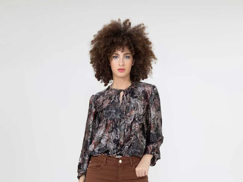 MARKUP Abito Blusa Fantasia Autunno Nero MW66229